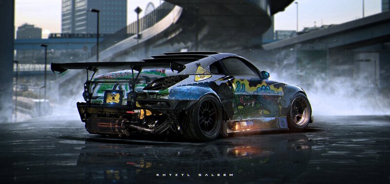 Drifting Car with Graffiti