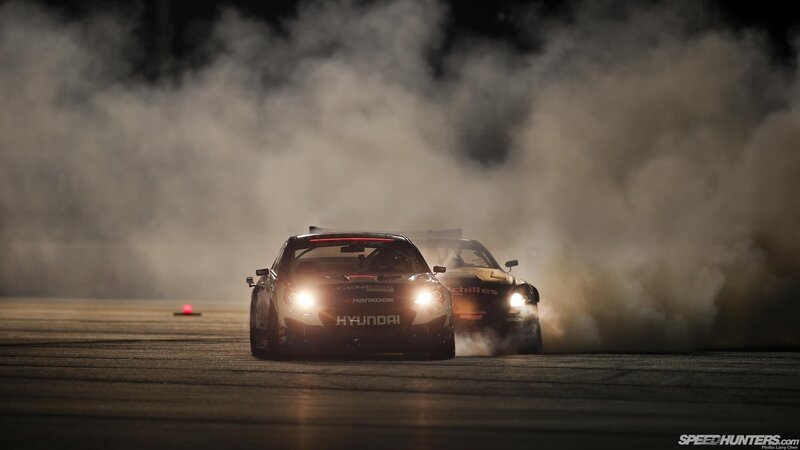 Drifting cars at night