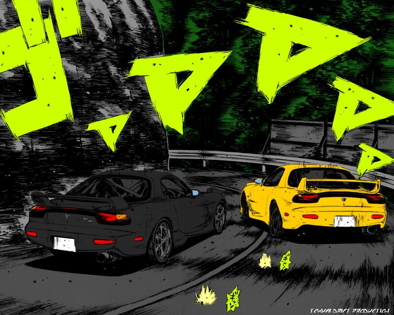 Drifting cars in anime style
