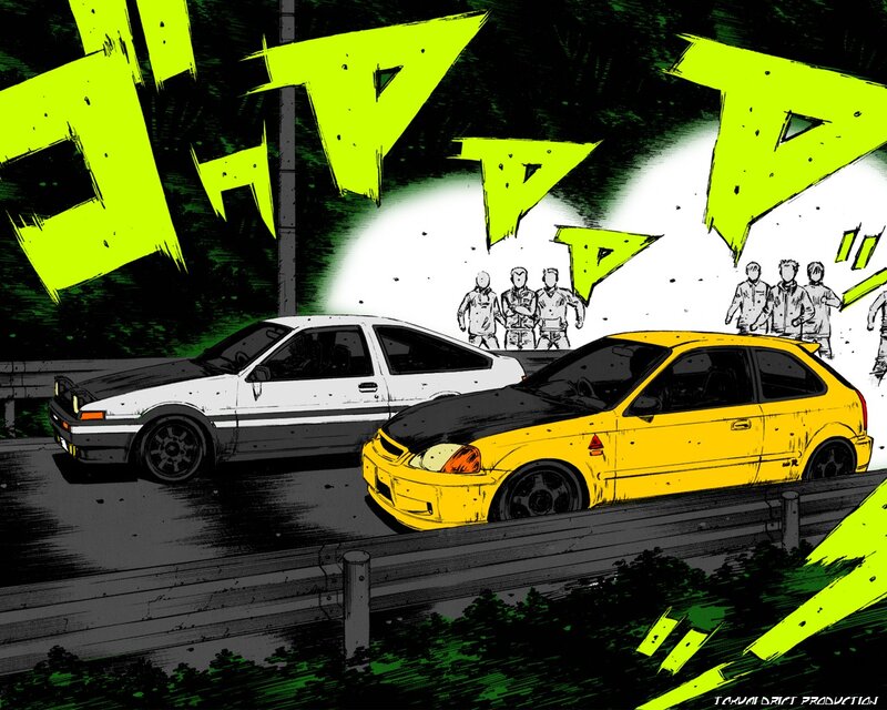 Drifting cars in manga style