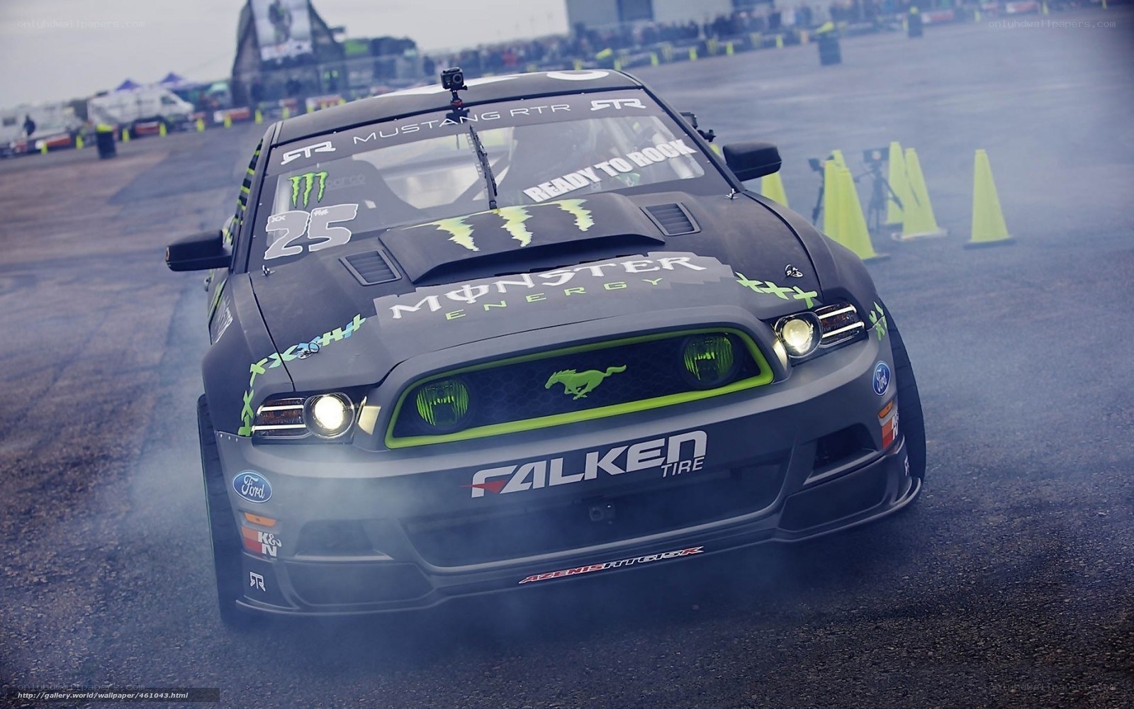 drifting mustang on track