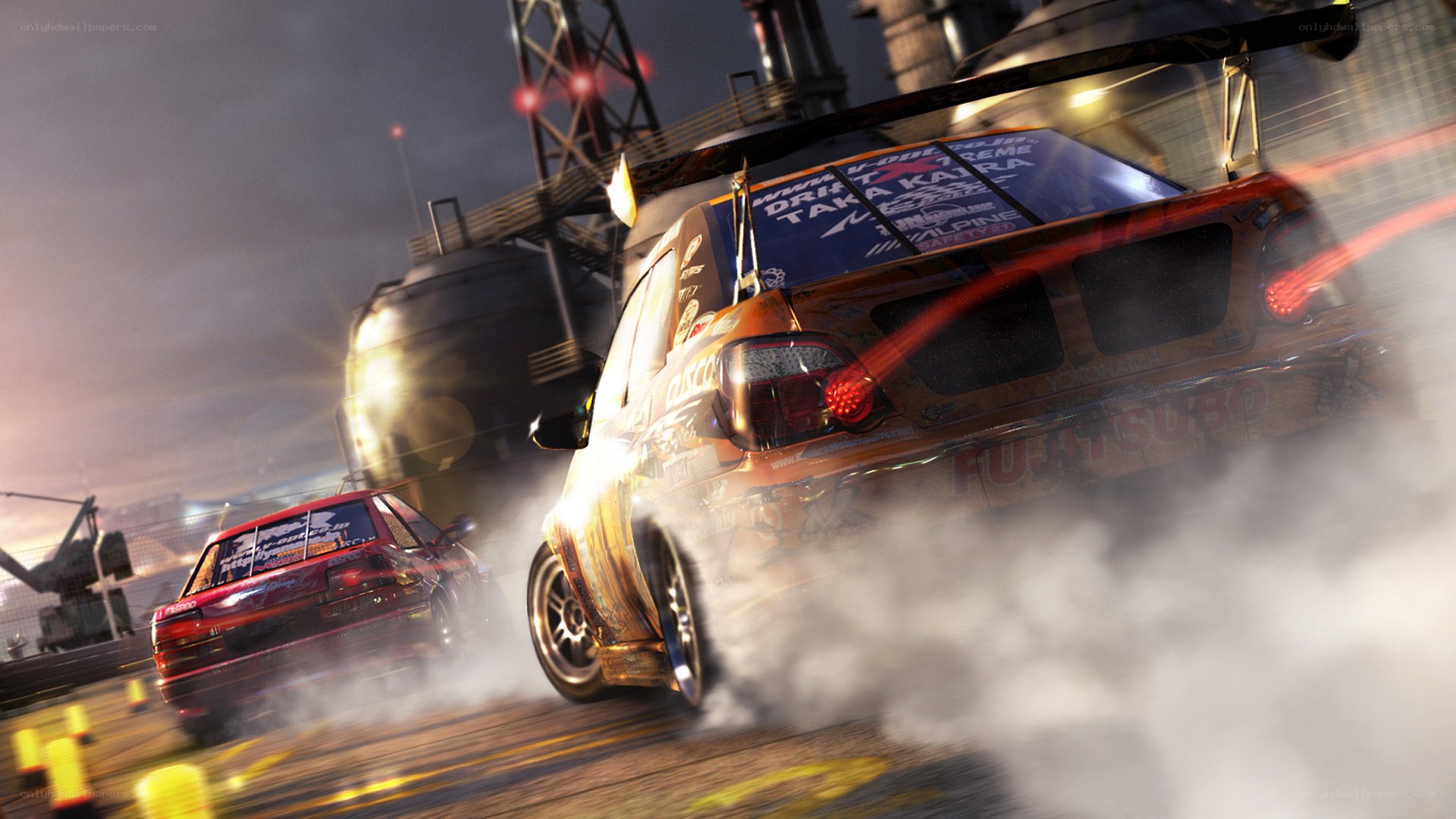 Drifting race at night