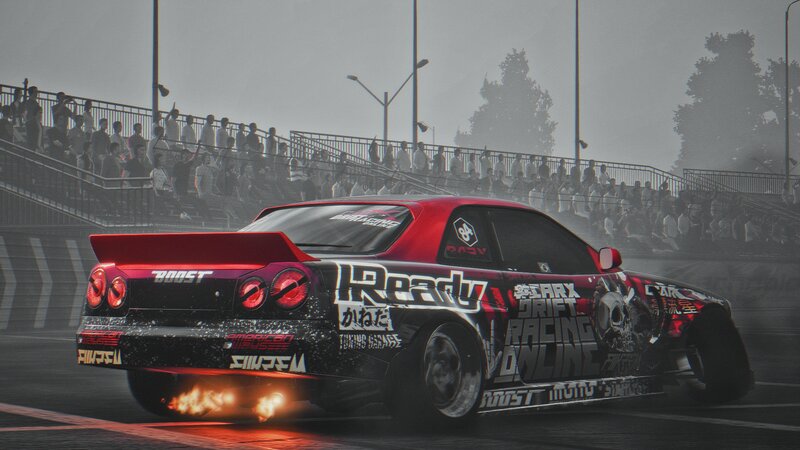 Drifting Race Car — Black, Dramatic, 3d Render