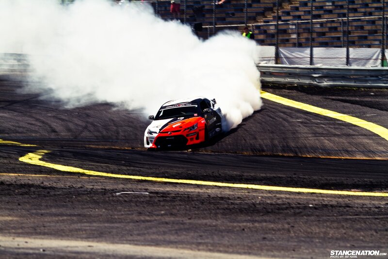 Drifting Race Car — Black, Dramatic, Afternoon, Photograph, Smoke, Racetrack