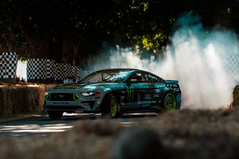 Drifting Race Car — Black, Dramatic, Afternoon