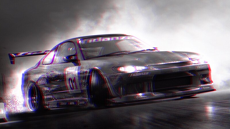 Drifting Race Car — Black, Dramatic, Digital Art