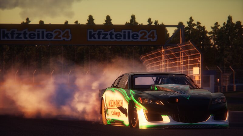 Drifting Race Car — Black, Dramatic, Sunset, 3d Render