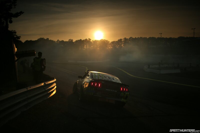 Drifting Race Car — Black, Dramatic, Sunset, Photograph, Smoke, Sun