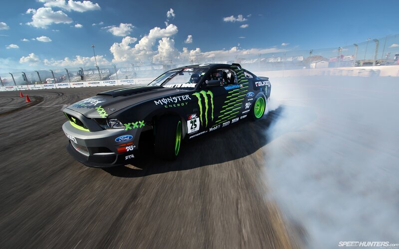 Drifting Race Car — Black, Dynamic, Afternoon, Photograph, Race Track, Smoke, Driver