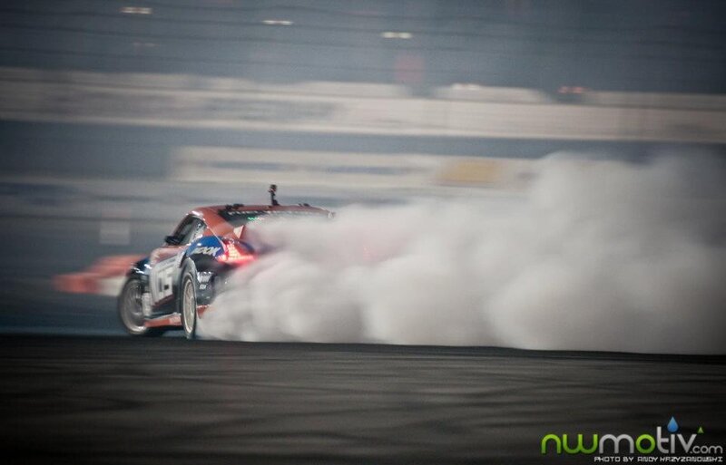 Drifting Race Car — Black, Dynamic, Night, Photograph, Smoke, Racetrack