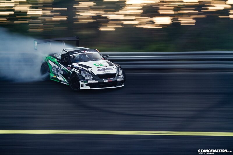 Drifting Race Car — Black, Dynamic, Sunset, Photograph, Smoke, Racetrack