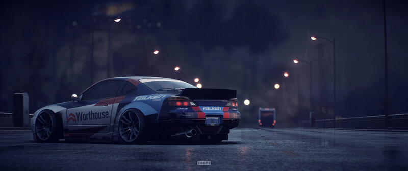 Drifting Race Car — Blue, Dark
