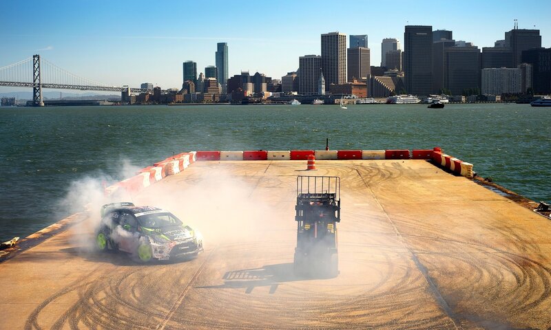 Drifting Race Car — Blue, Dramatic, Afternoon
