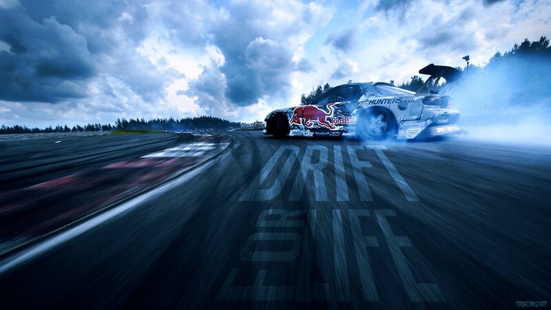 Drifting Race Car — Blue, Dramatic