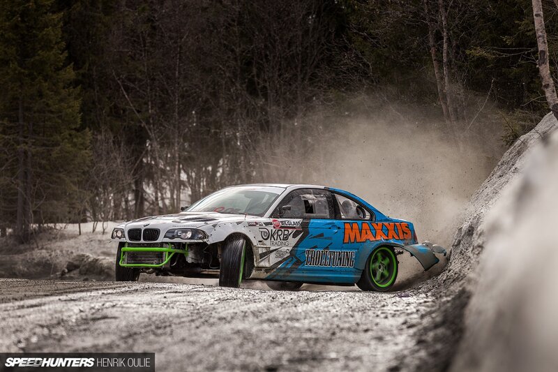 Drifting Race Car — Blue, Dynamic, Winter