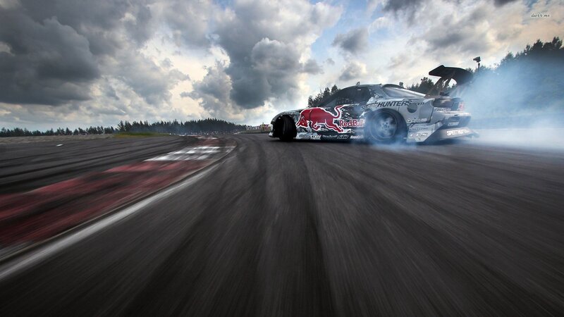 Drifting Race Car — Gray, Dramatic, Afternoon