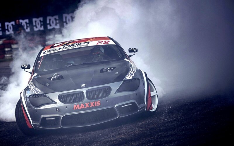 Drifting Race Car — Gray, Dramatic, Night