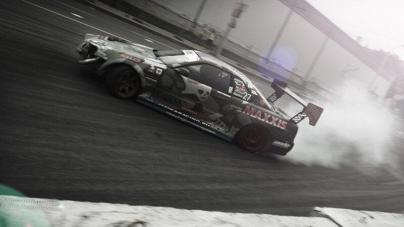 Drifting Race Car — Gray, Dynamic, Photograph, Smoke