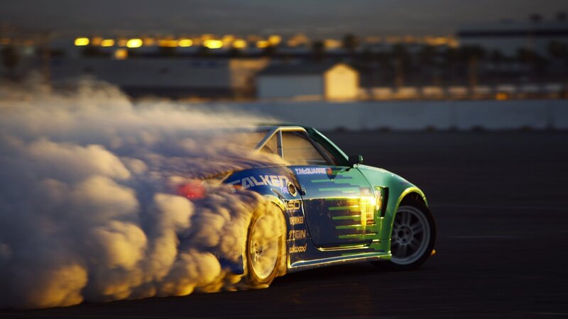 Drifting Race Car — Green, Dramatic