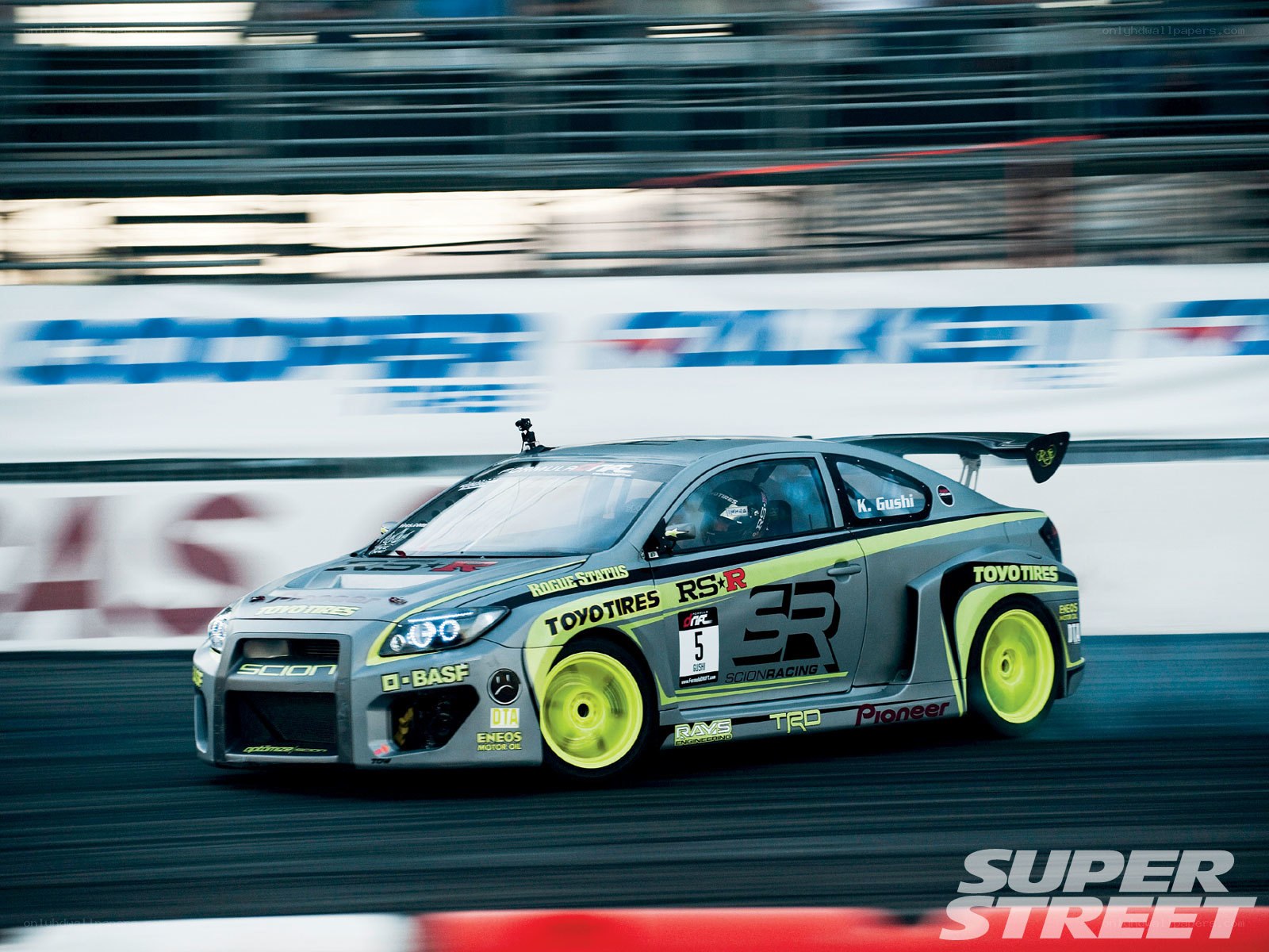 drifting race car in action