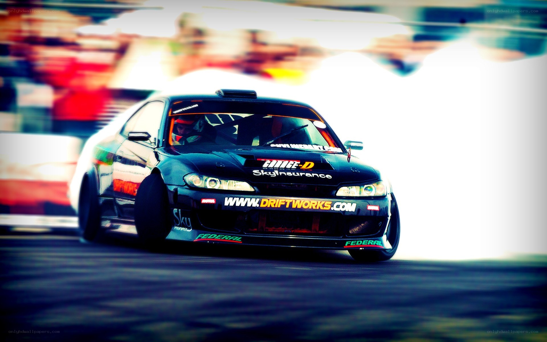 drifting race car in action