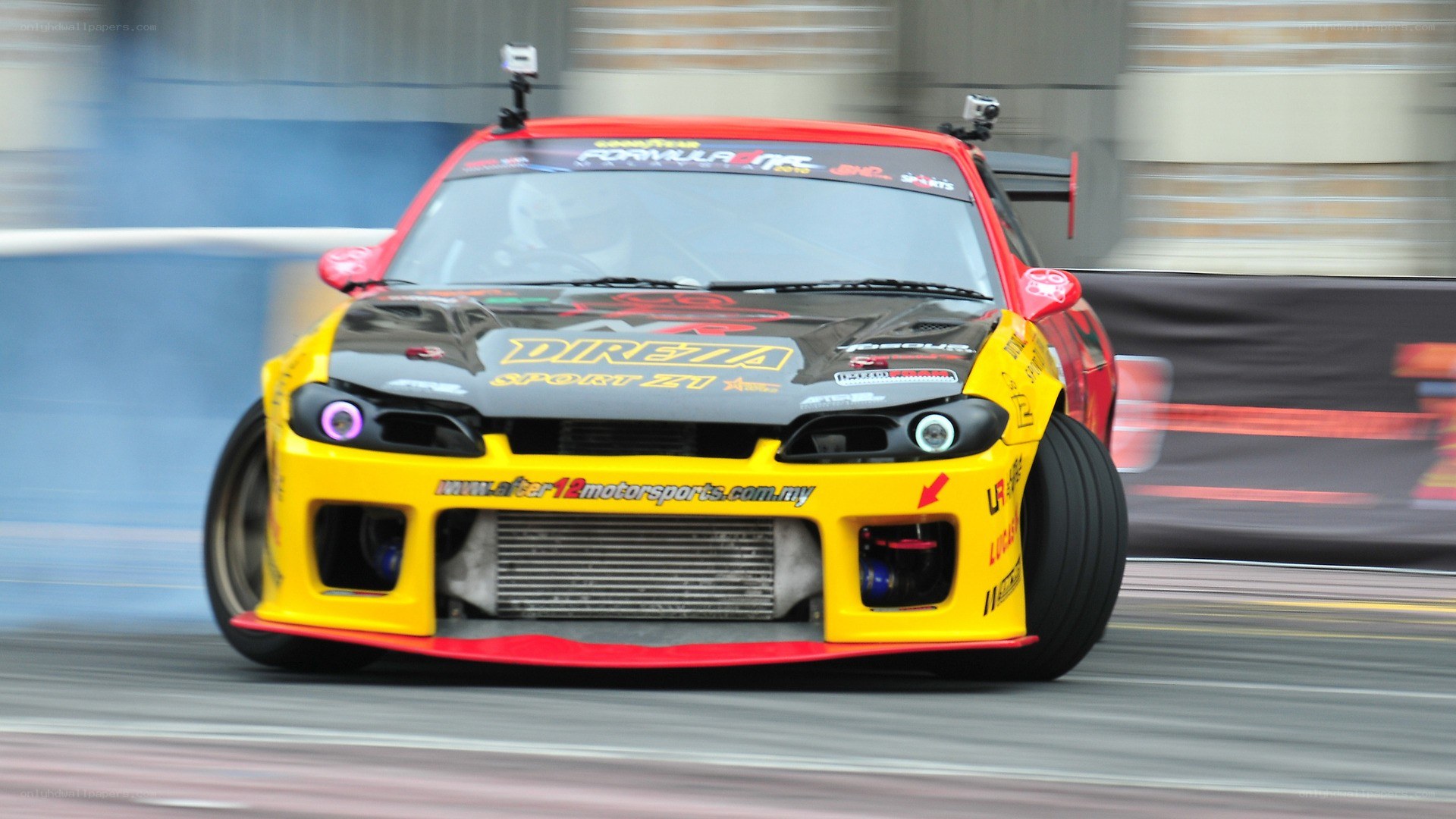 drifting race car in action