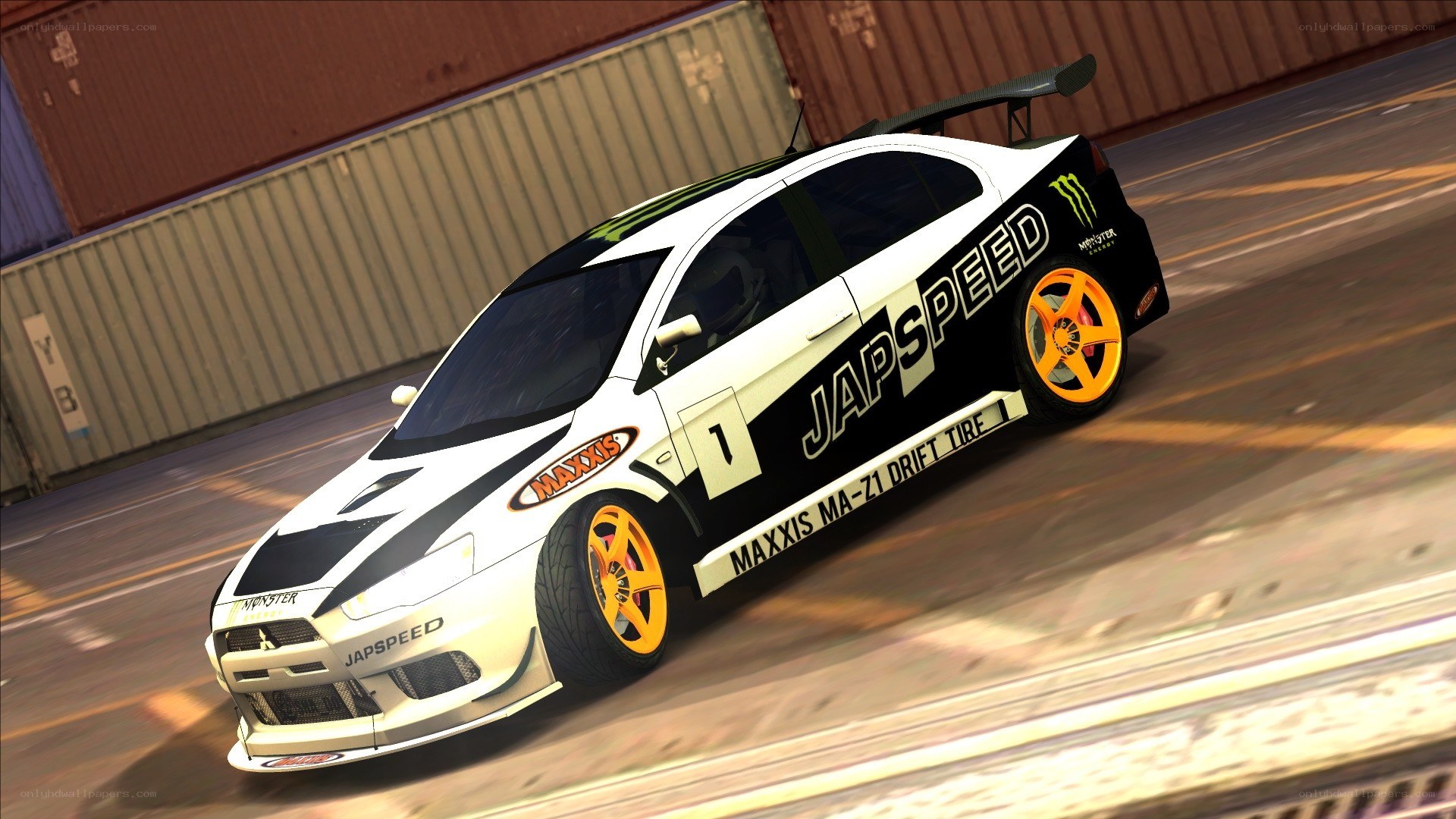drifting race car in action