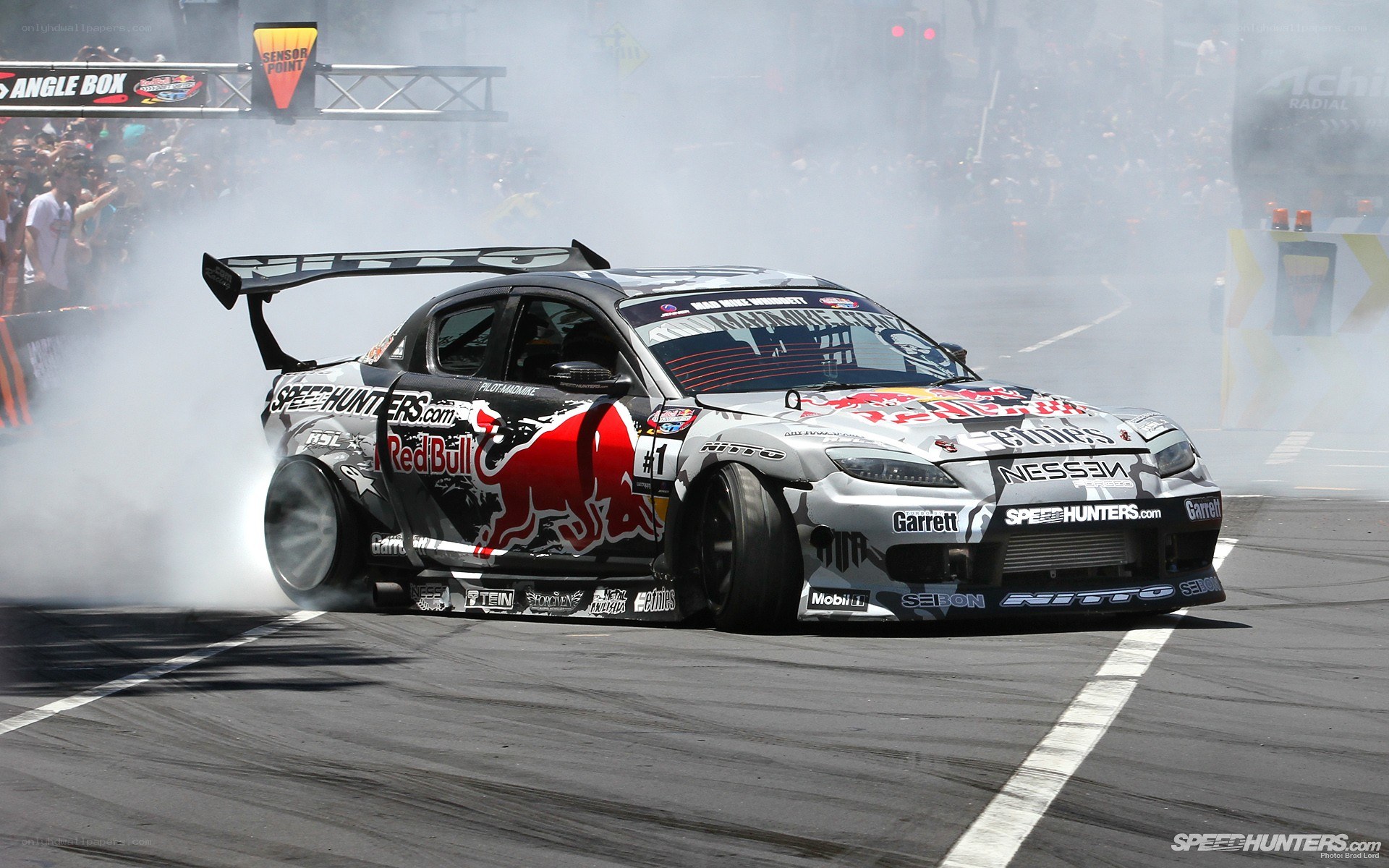Drifting race car in action