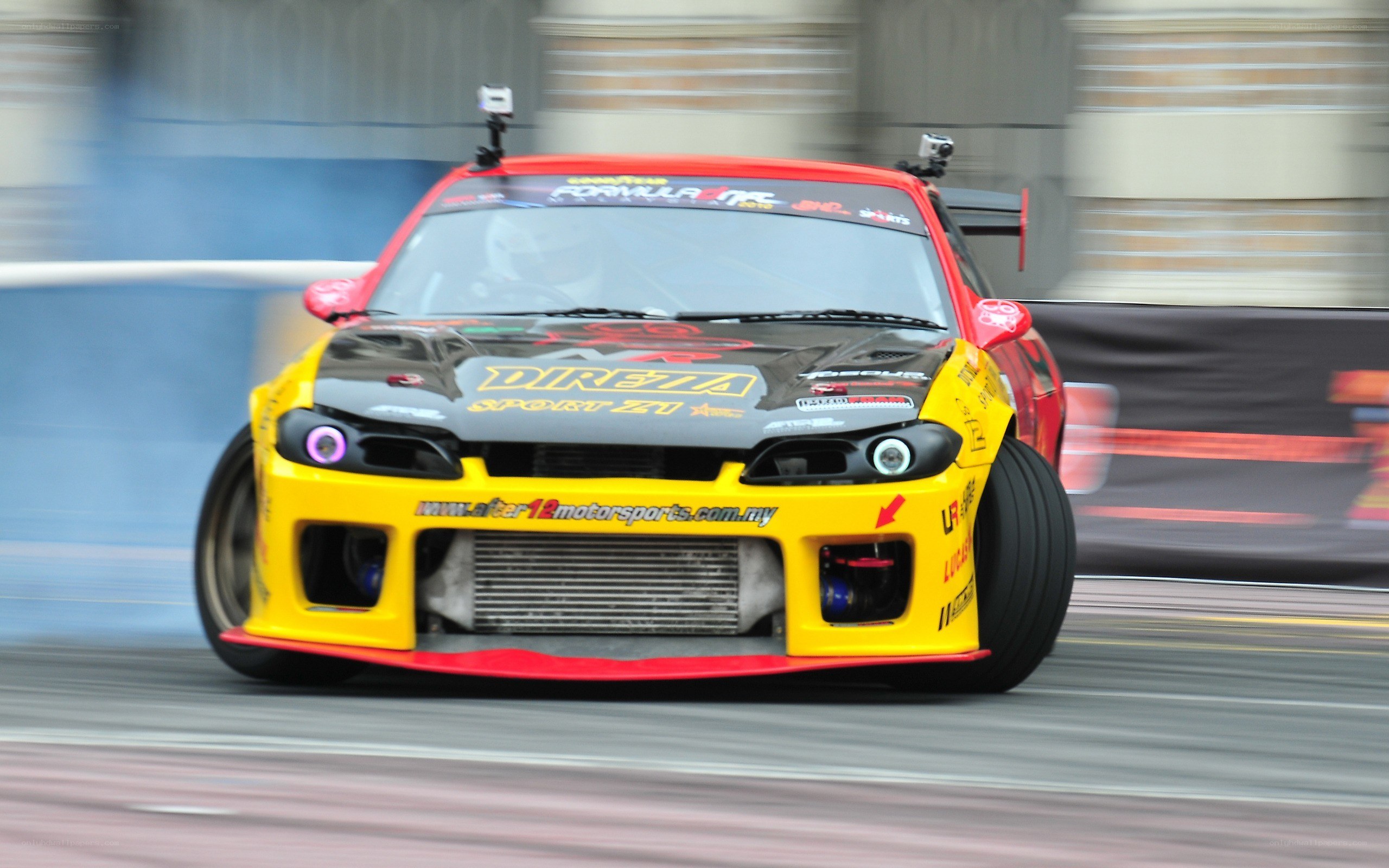 drifting race car in action