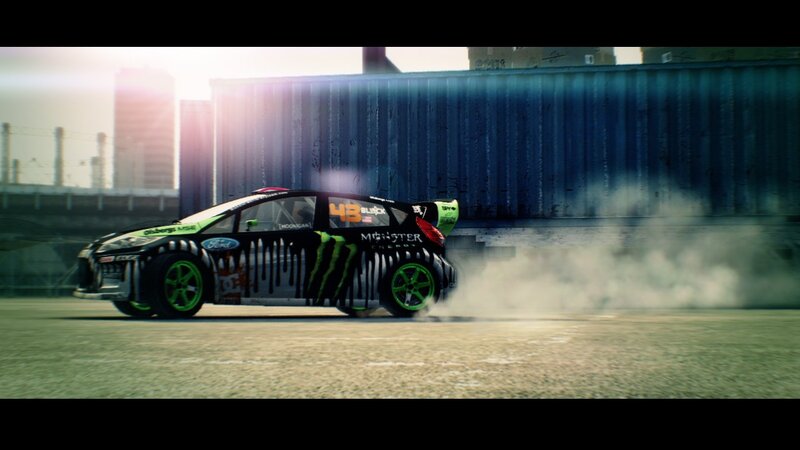 drifting race car in city