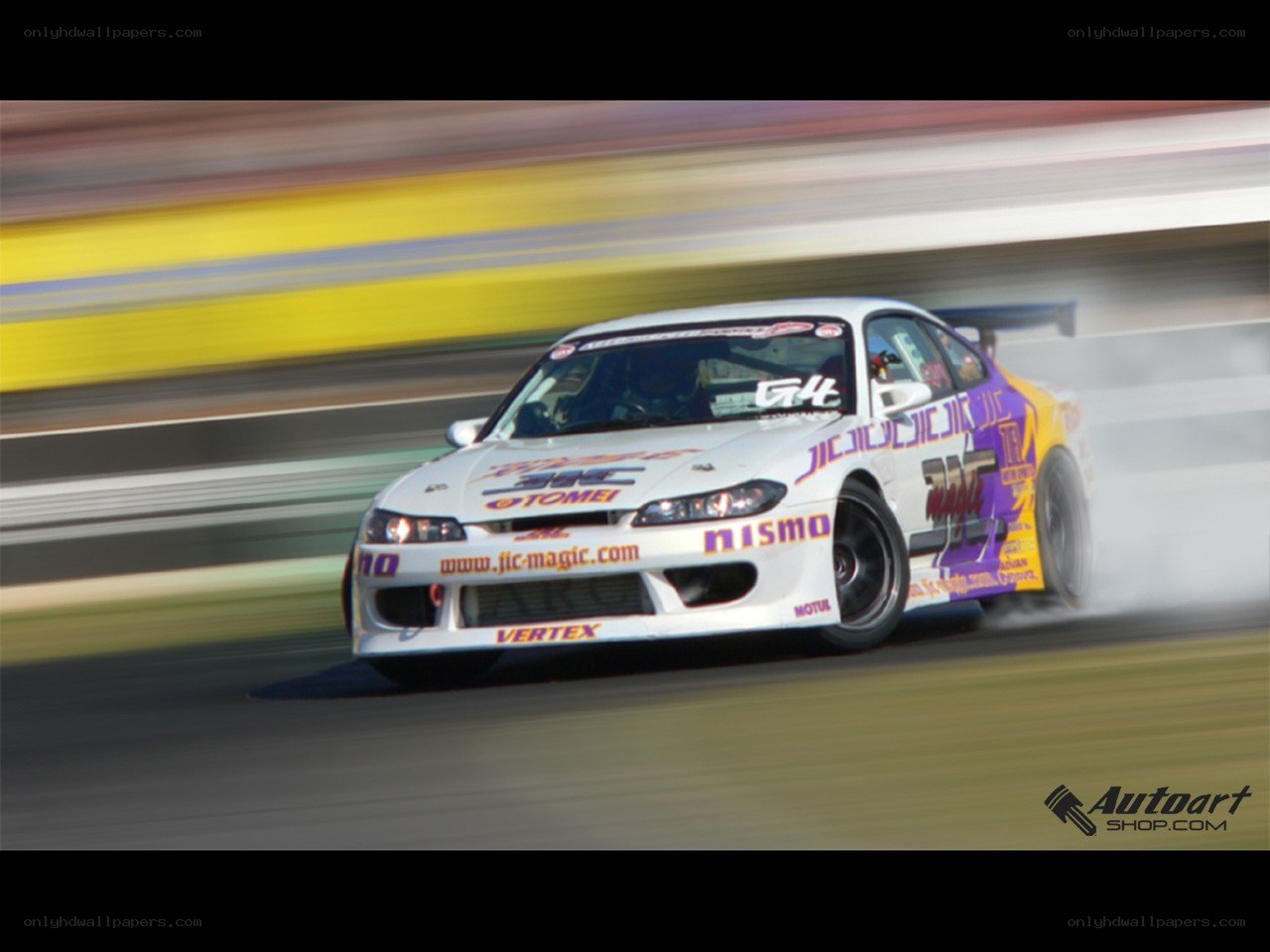drifting race car in motion