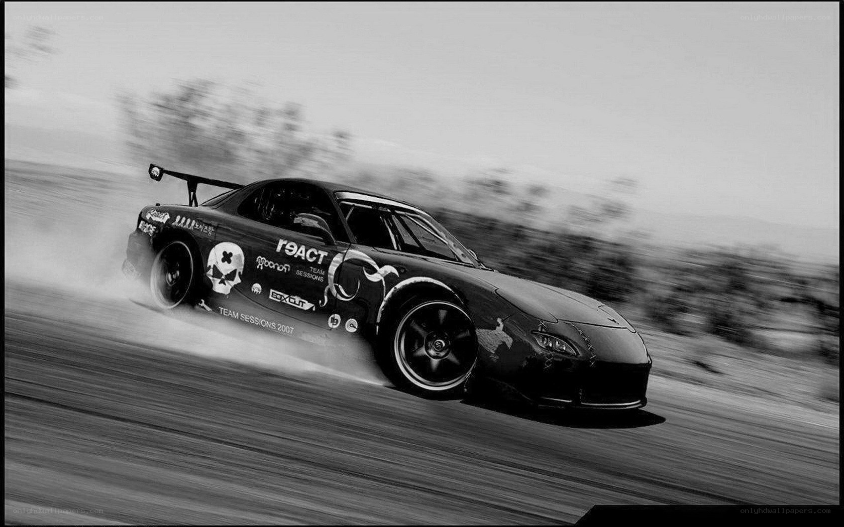 drifting race car in motion