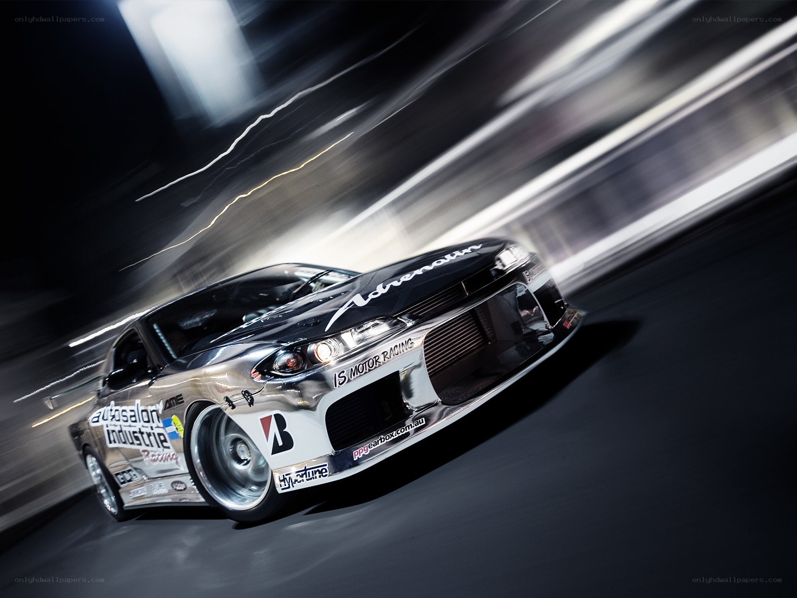 drifting race car in motion