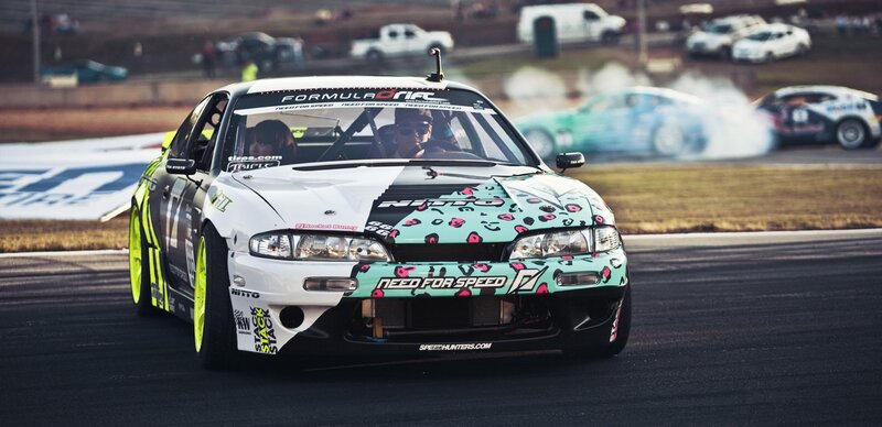 Drifting race car on track