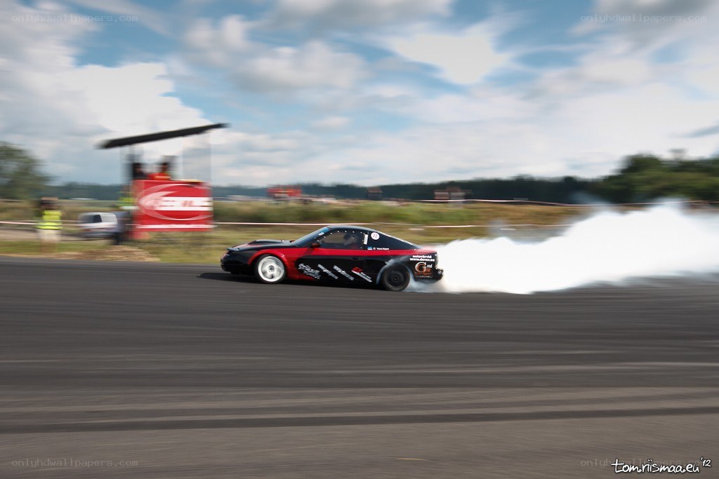 Drifting race car on track