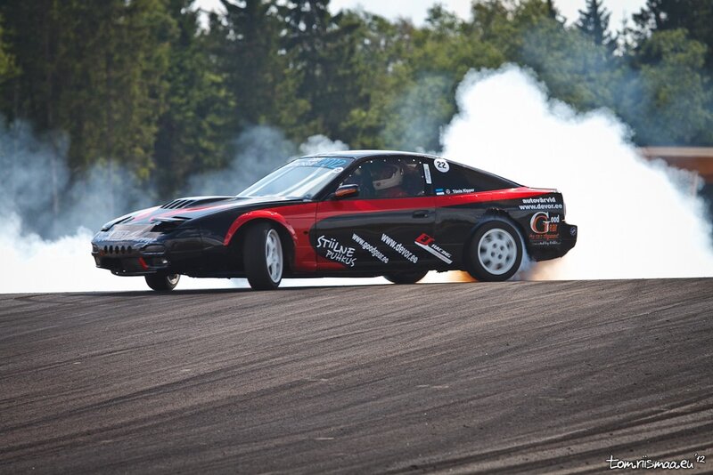 Drifting race car on track