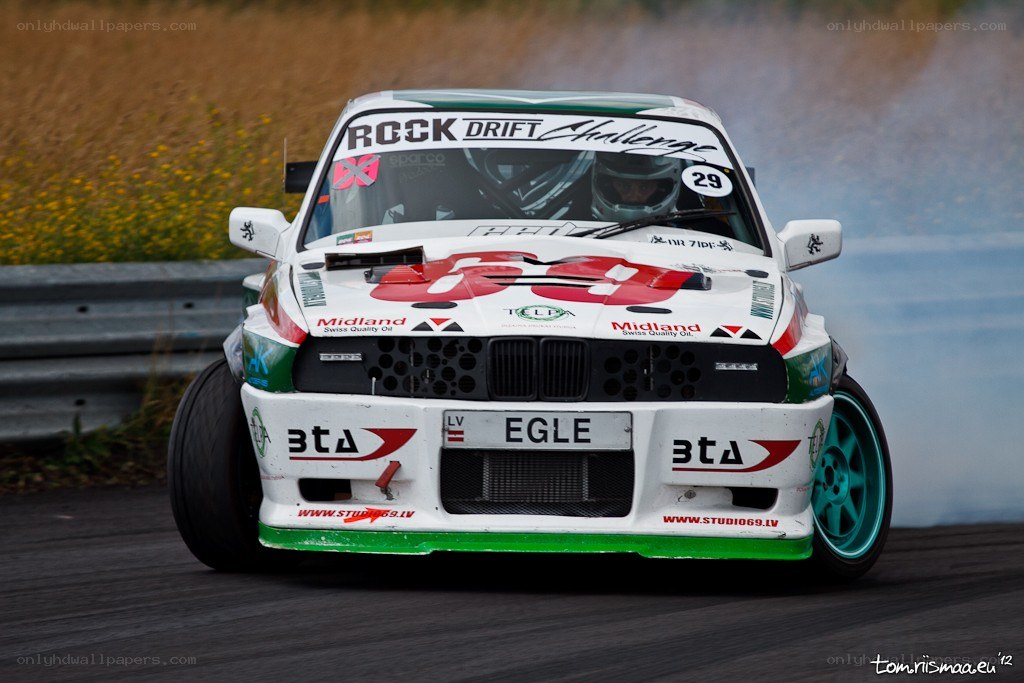 Drifting race car on track