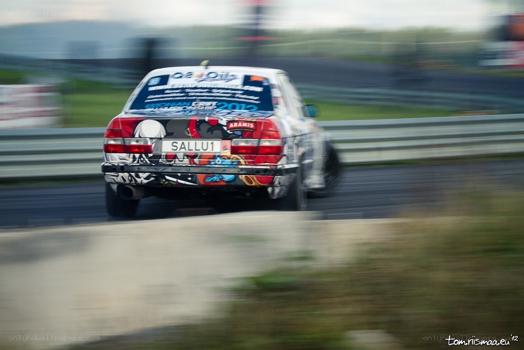 Drifting race car on track