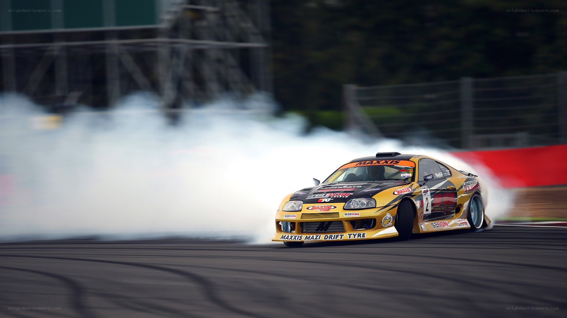 drifting race car on track