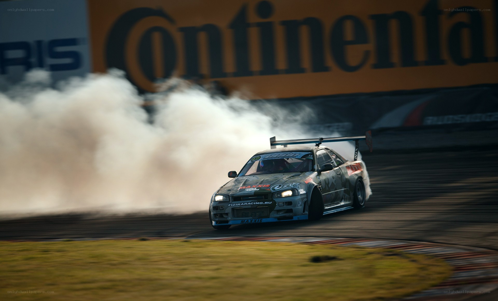 Drifting race car on track