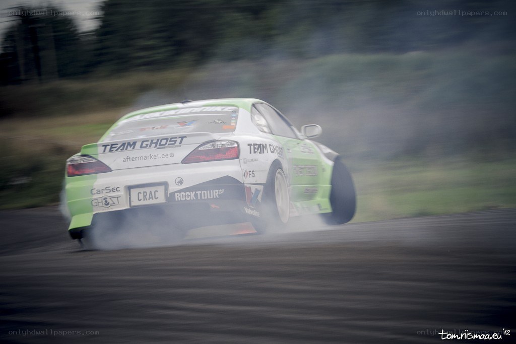 Drifting race car on track
