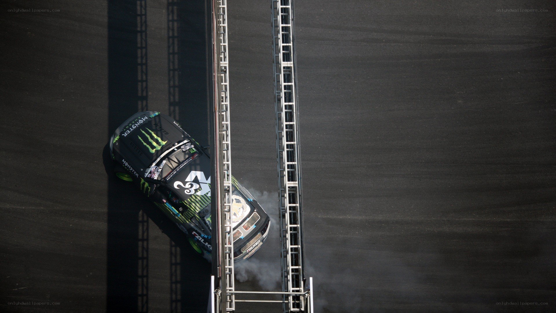 Drifting race car on track