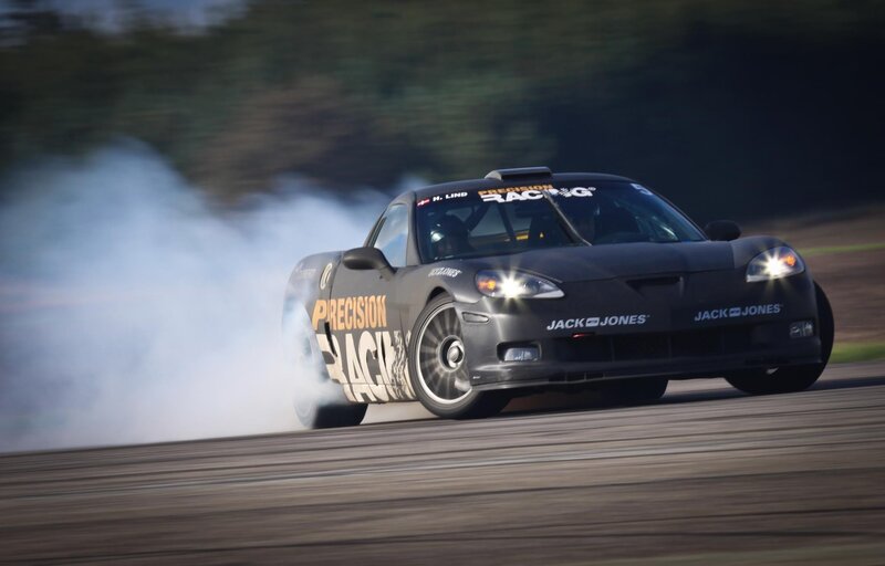 drifting race car on track
