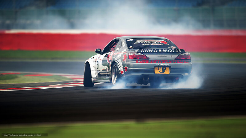 drifting race car on track