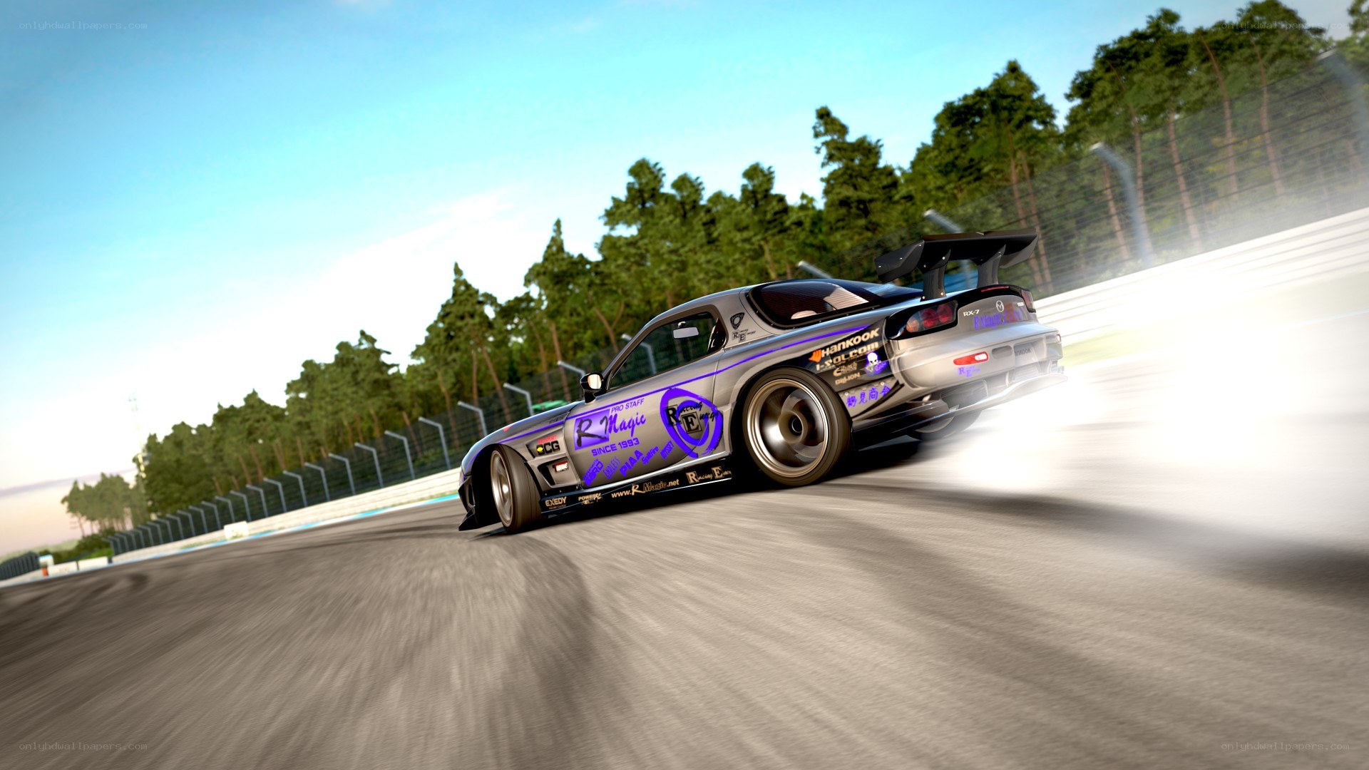 drifting race car on track