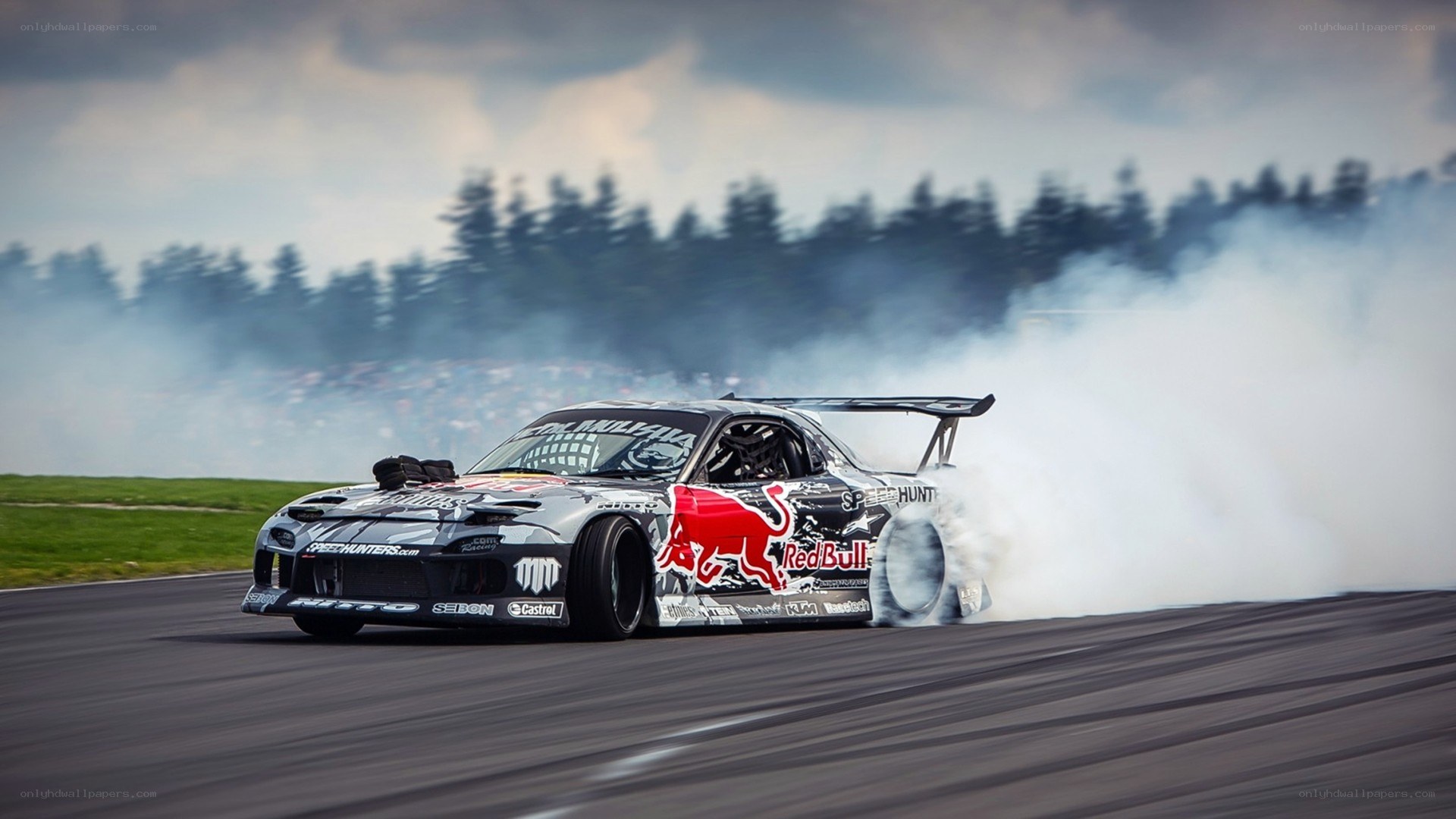 drifting race car on track