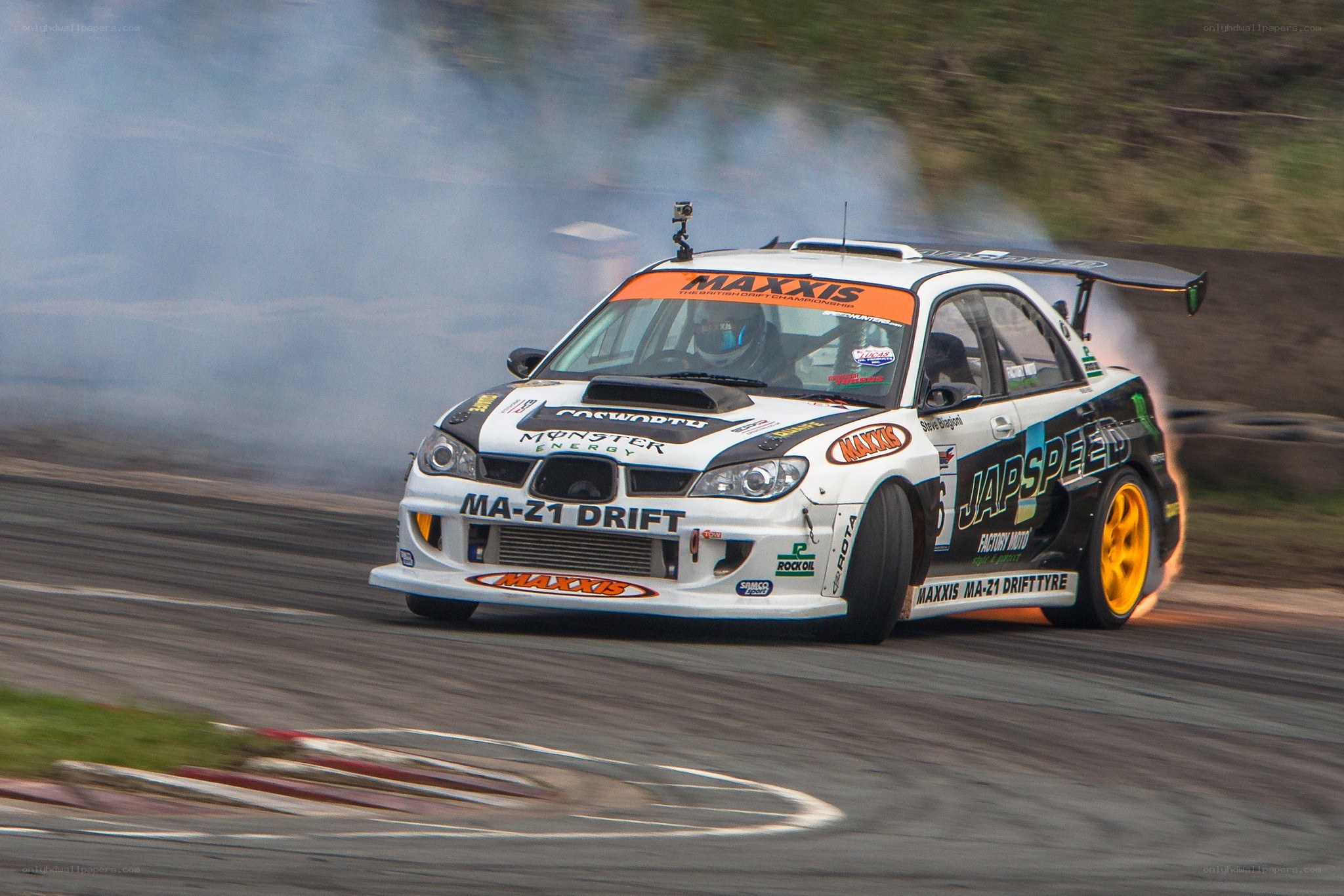 Drifting race car on track