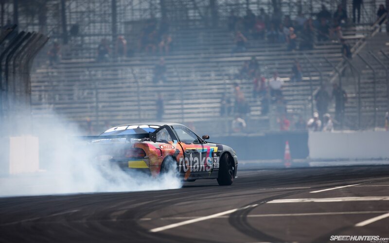 Drifting race car on track