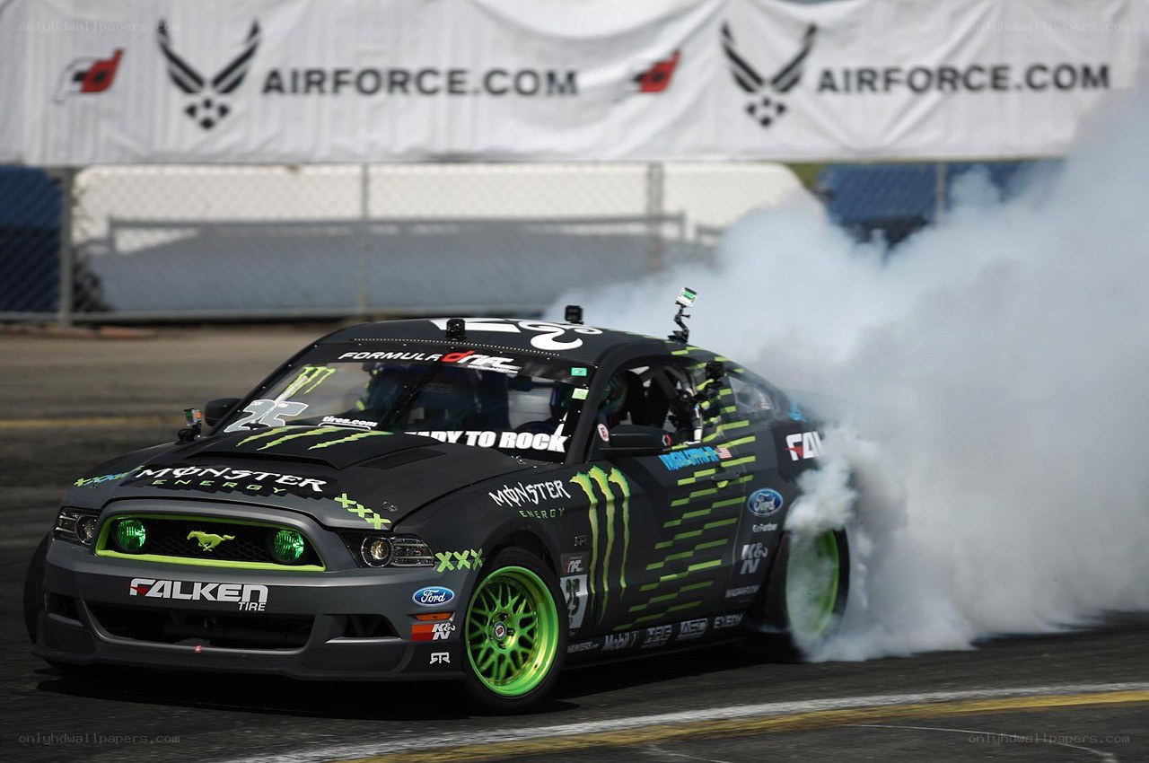 Drifting race car on track