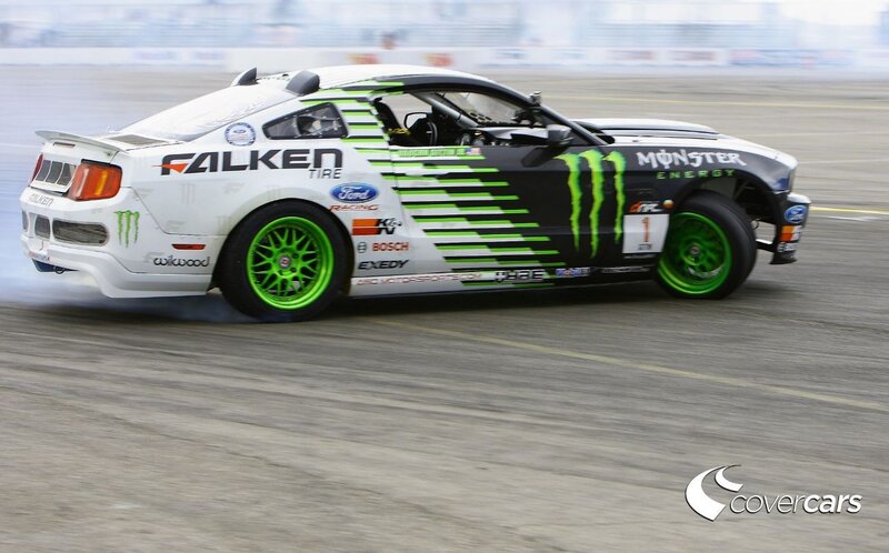 drifting race car on track